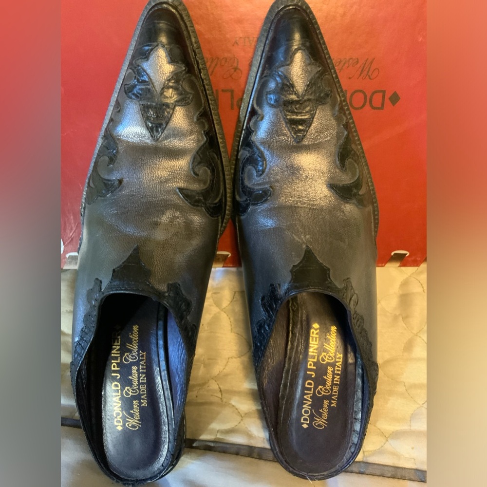 Donald J Pliner cowboy boot-style clogs.